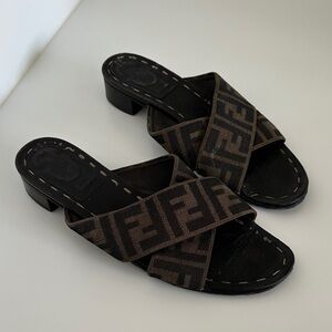 Fendi Women's Zucca heeled slides